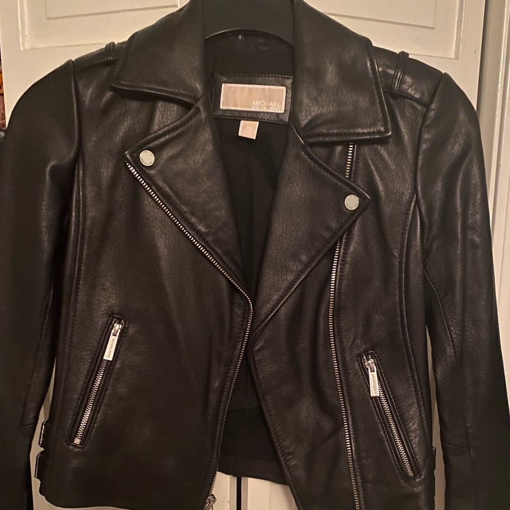 Michael Kors leather moto jacket